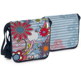 Schultertasche Tasche | Zipitbag | Hochkant Bag | "Blue Flower"  | 23x21x7 cm