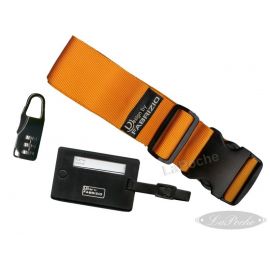 Koffergurt Kofferband Adressanh&auml;nger Sicherheitsschloss Fabrizio schwarz/orange